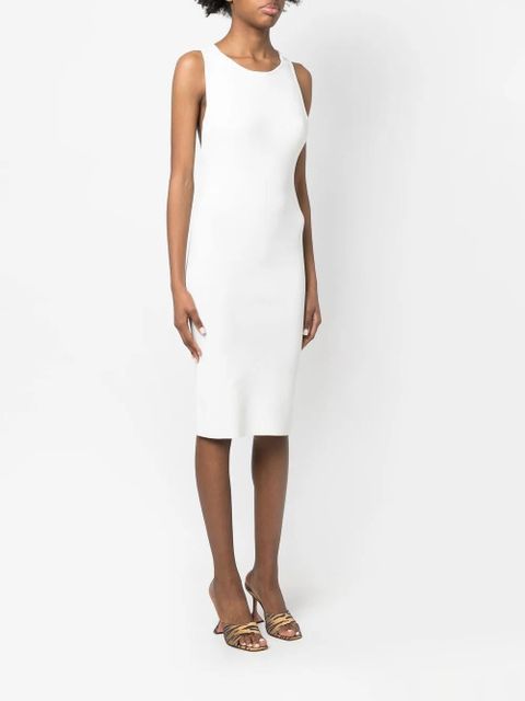 Yves Salomon ribbed cross-strap midi dress - White