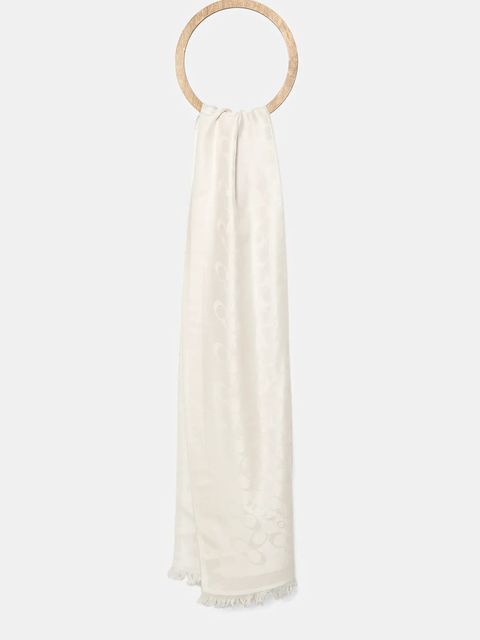 Coach szal z domieszką wełny damski kolor beżowy gładki CO100562