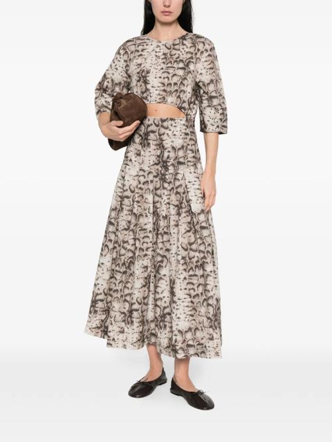 PINKO cutout animal-print midi dress - Neutrals
