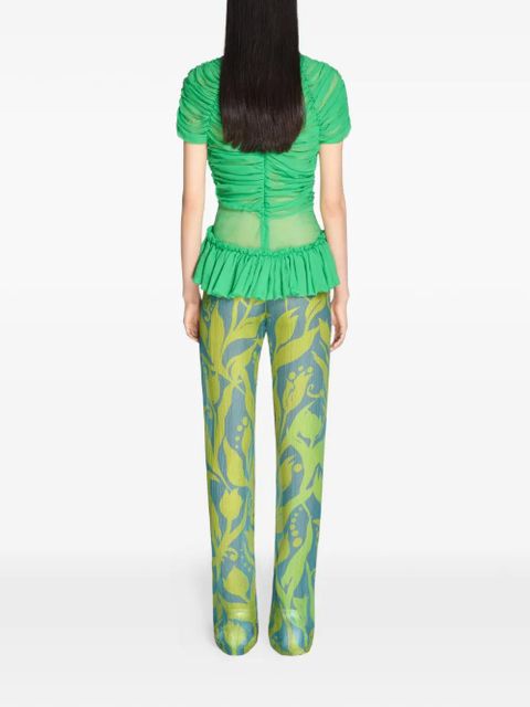 DRIES VAN NOTEN ruffled silk top - Green
