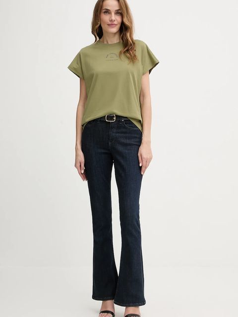 Karl Lagerfeld t-shirt bawełniany damski kolor zielony B1W17032