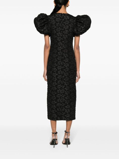 ROTATE BIRGER CHRISTENSEN 3D floral-jacquard midi dress - Black