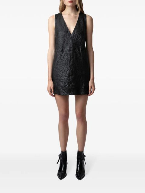 Zadig&Voltaire V-neck leather minidress - Black