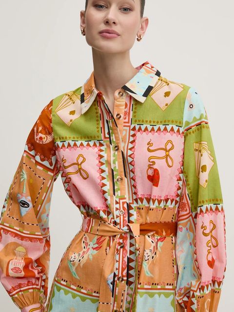 Never Fully Dressed sukienka z domieszką lnu