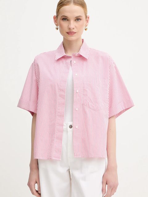 United Colors of Benetton koszula damska kolor różowy regular z kołnierzykiem klasycznym 5SZRDQ0C0 - zdjęcie produktu nr 1