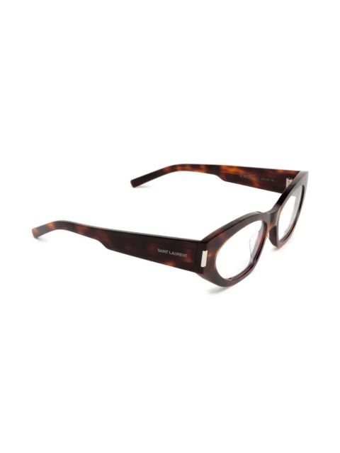 Saint Laurent Eyewear logo-print glasses - Brown - zdjęcie produktu nr 2
