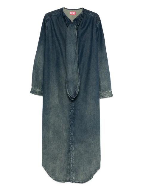 Diesel tie-neck denim maxi dress - Blue