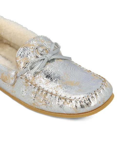 Gucci logo-plaque knot -detail loafers - Silver