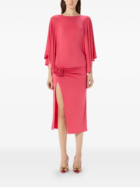 Blumarine flower-appliqué midi dress - Pink - zdjęcie produktu nr 2