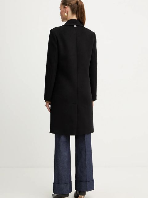 Liu Jo płaszcz z dodatkiem wełny kolor czarny MF5149 T165A