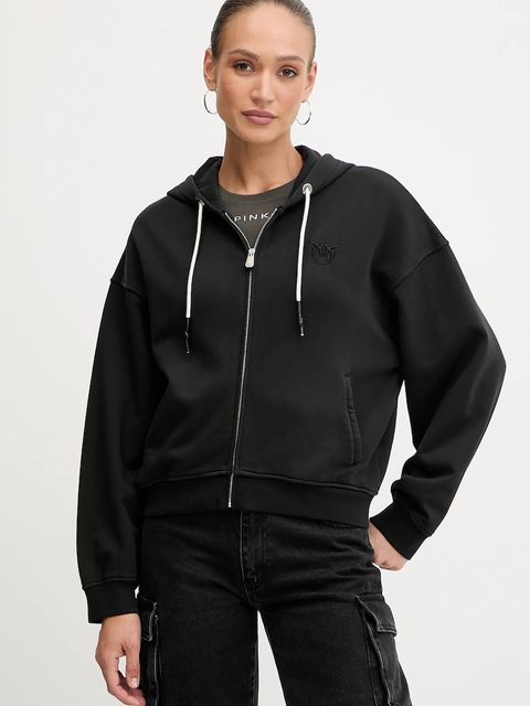 Pinko bluza bawełniana damska kolor czarny z kapturem gładka 105509 A2RB - zdjęcie produktu nr 1