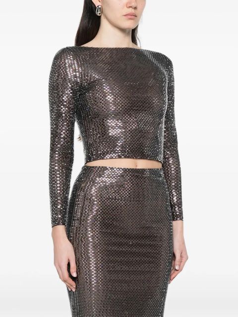 Self-Portrait embellished long-sleeved blouse - Black