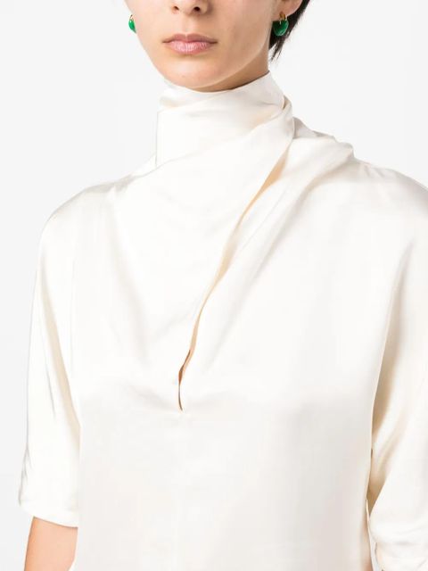 Jil Sander high-neck silk blouse - Neutrals