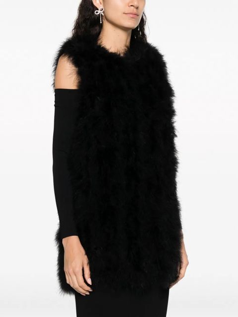 Yves Salomon sleeveless feather silk coat - Black