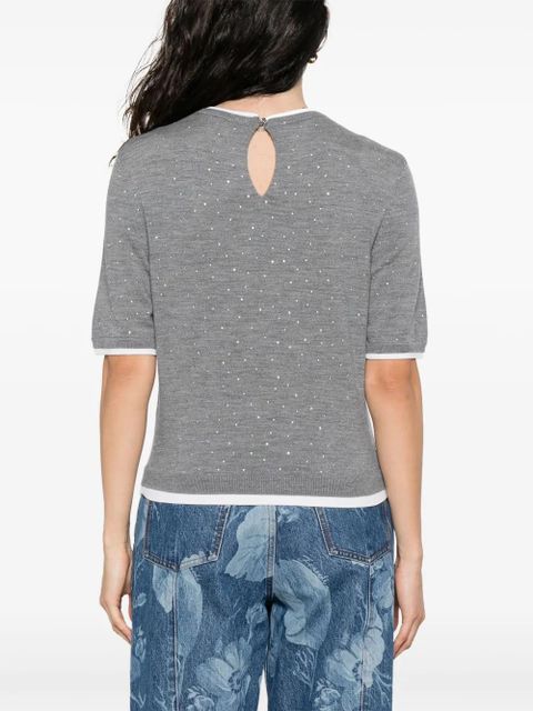 Maje rhinestone-embellished T-shirt - Grey
