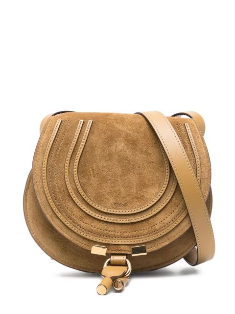 Chloé Marcie saddle suede crossbody bag - Neutrals - zdjęcie produktu nr 1