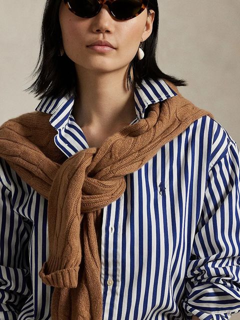 Polo Ralph Lauren koszula bawełniana damska kolor niebieski relaxed z kołnierzykiem klasycznym 211910743