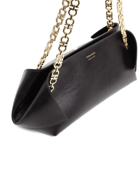 Ferragamo small Folded chain-link flap shoulder bag - Black - zdjęcie produktu nr 2