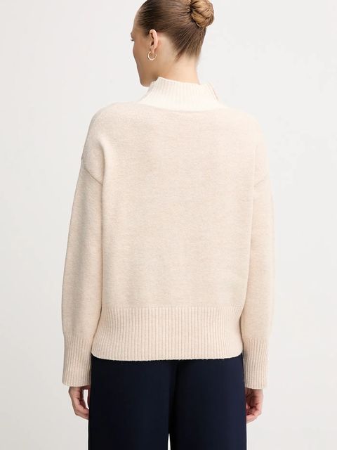 Marc Aurel sweter z domieszką wełny damski kolor beżowy z golfem 8027-8000-82089