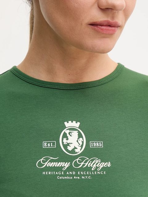 Tommy Hilfiger t-shirt damski kolor zielony WW0WW47316