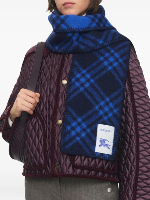 Burberry Check-pattern wool scarf - Blue - zdjęcie produktu nr 2