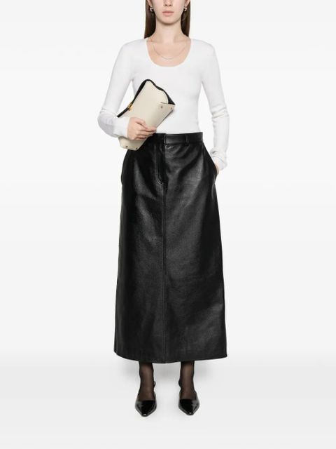 TOTEME grained-leather straight maxi skirt - Black - zdjęcie produktu nr 2