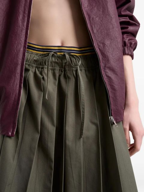 Prada pleated poplin midi-skirt - Green