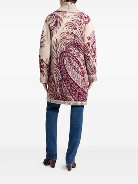 ETRO floral-jacquard button-fastening coat - Red