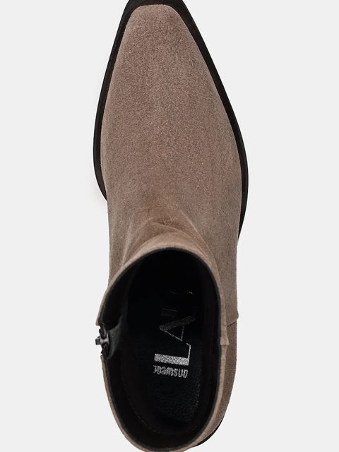 Answear.LAB botki zamszowe kolor beżowy na słupku lekko ocieplone