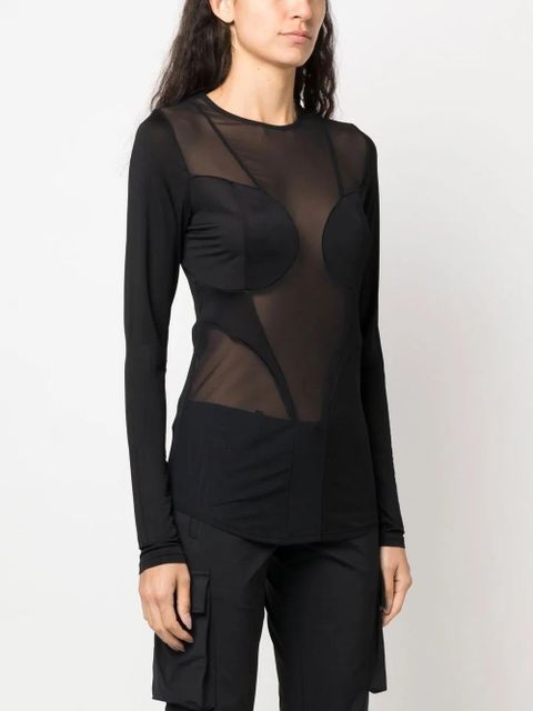 Balmain semi-sheer panelled top - Black - zdjęcie produktu nr 2
