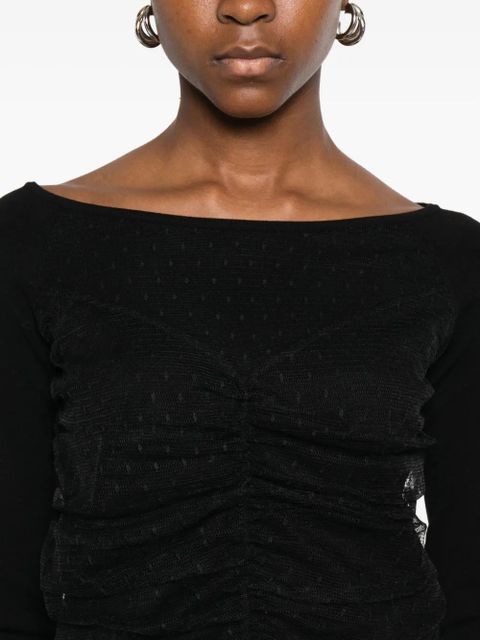 TWINSET ruched dotted blouse - Black