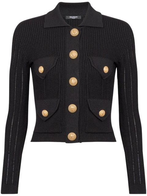 Balmain buttoned ribbed cardigan - Black - zdjęcie produktu nr 1