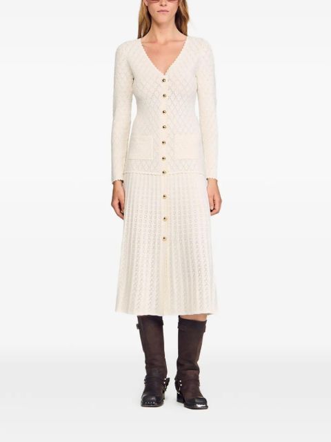 SANDRO pointelle-knit maxi dress - Neutrals