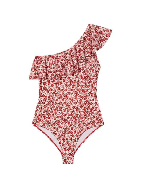ISABEL MARANT Sicilya ruffled floral swimsuit - Red - zdjęcie produktu nr 1