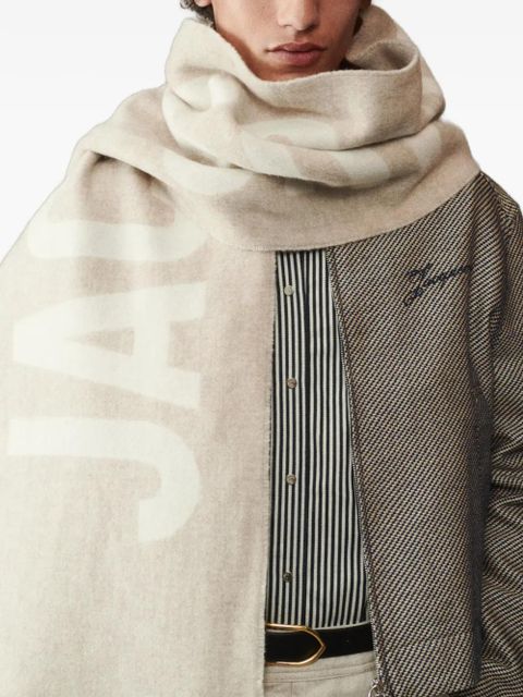 Jacquemus fringed logo scarf - Neutrals