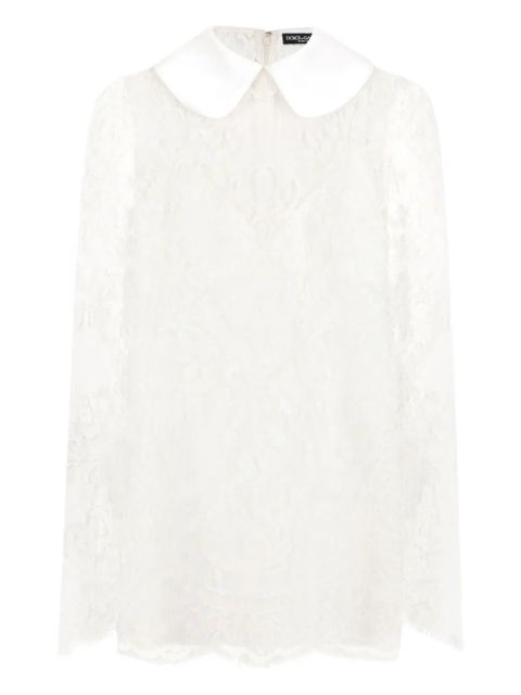 Dolce & Gabbana satin-neck lace mini dress - White - zdjęcie produktu nr 1