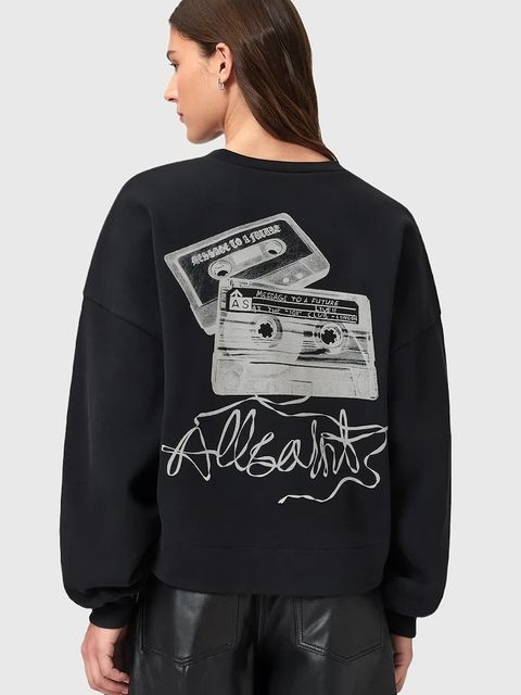 AllSaints bluza bawełniana REEL damska kolor czarny wzorzysta W020JD - zdjęcie produktu nr 1