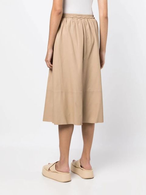 Yves Salomon leather flared skirt - Neutrals