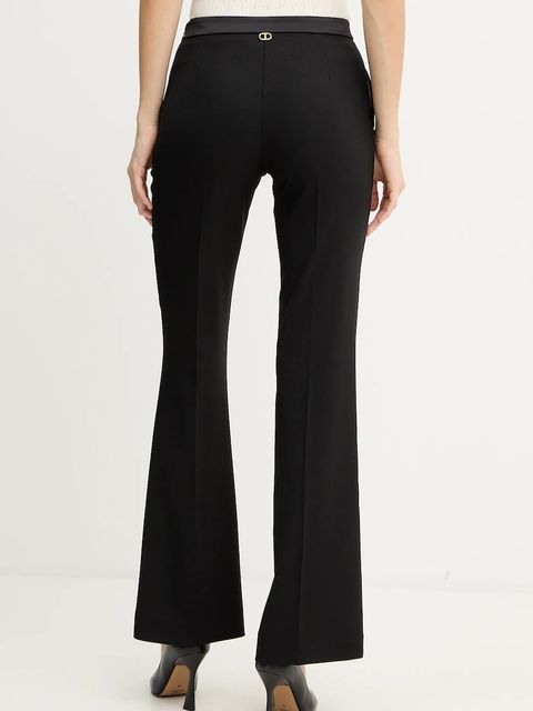 Twinset spodnie z dodatkiem wełny damskie kolor czarny proste medium waist 252TT2123