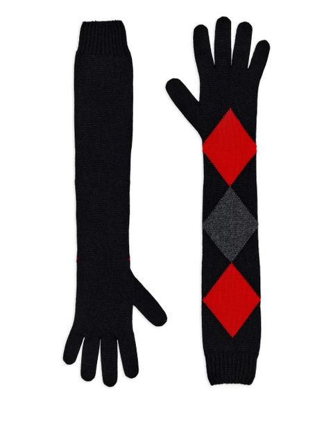 Proenza Schouler diamond-pattern cashmere gloves - Black - zdjęcie produktu nr 1