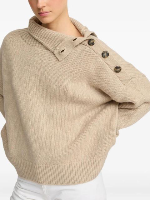 Yves Salomon high-neck button-detail sweater - Neutrals