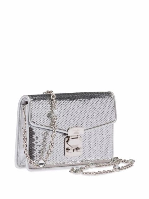 Miu Miu Confidential sequin-embellished leather bag - Silver