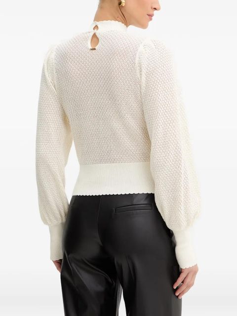 TWINSET floral-embroidered open-knit sweater - Neutrals