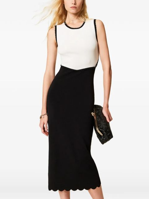 TWINSET scalloped-edge two-tone midi dress - Black - zdjęcie produktu nr 2
