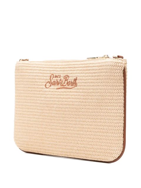 MC2 Saint Barth Parisienne embroidered woven clutch bag - Neutrals