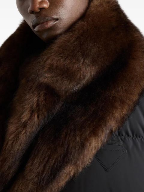 Prada shearling triangle-logo down gilet - Black