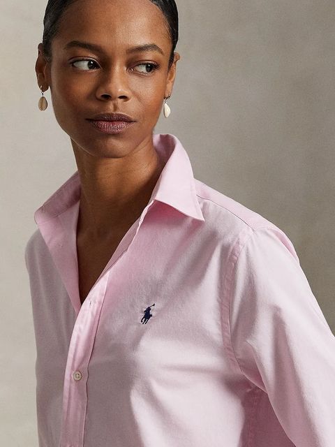 Polo Ralph Lauren koszula bawełniana damska kolor różowy regular z kołnierzykiem klasycznym 211A92177