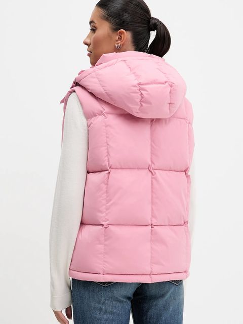 Tommy Jeans bezrękawnik puchowy kolor różowy zimowy DW0DW21627