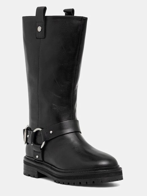 Barbour kozaki skórzane Freya damskie kolor czarny na płaskim obcasie LFO0779BK91 - zdjęcie produktu nr 2