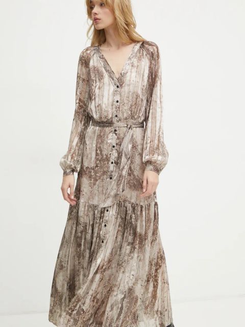 Guess sukienka BREANNA kolor beżowy maxi rozkloszowana W5RK77 WGWV2